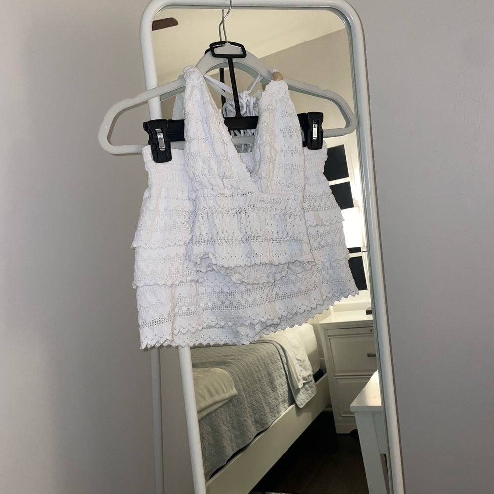 Two piece white crochet set